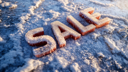 SALE in winter as a pattern on the ice