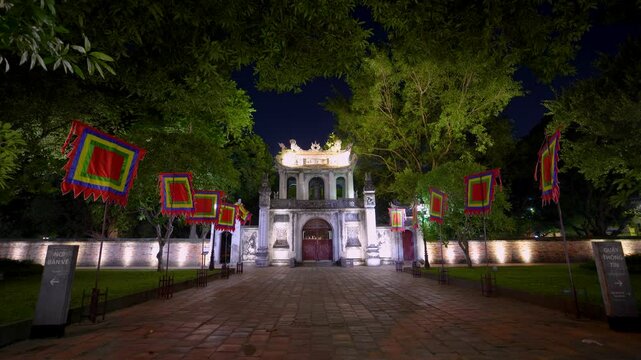 view of Khue Van Cac pavilion in Temper of Literature or Van Mieu - Vietnam's first national university in Hanoi city, Vietnam.