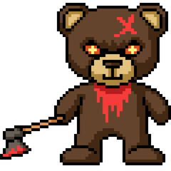 Naklejka premium pixel art of scary murderer bear