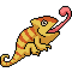 Fototapeta premium pixel art of yellow fat chameleon