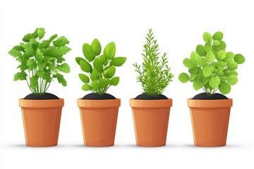 Obraz premium Potted leafy green plants in a row symbolizing home gardening eco friendly decor and sustainable indoor plant care for small spaces and apartments