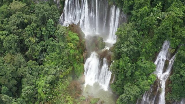 Thi Lor Su famous waterfall in Tak province Thailand.