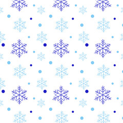 Seamless vector winter pattern with snowflakes of different sizes