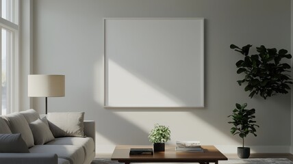 Cozy Scandinavian living room featuring a spacious white mock for a modern and inviting atmosphere.