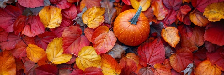 Fototapeta premium Thanksgiving and Harvest Festival. Capture the vibrant autumnal colors associated with Thanksgiving, such as shades of red, orange, yellow, and brown.