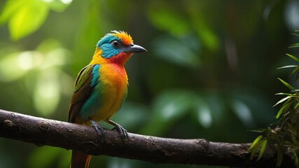 Obraz premium Pearled Treerunner Bird in Tree, High Depth of Field Photography