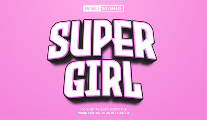 Fototapeta premium Editable 3d text style effect - Super Girl text effect Template
