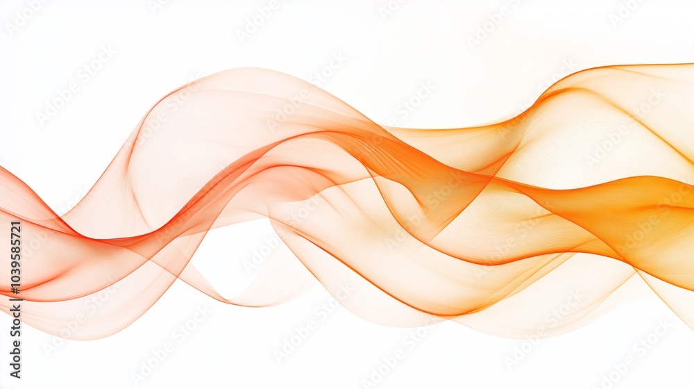 Poster Orange abstract line waves on white background