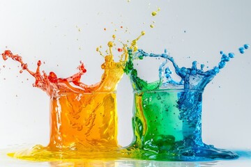 Colorful Liquid Splashes Isolated On White Background
