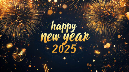 2025 New Year Celebration - 2025 Number And Fireworks Abstract Defocused Lights
