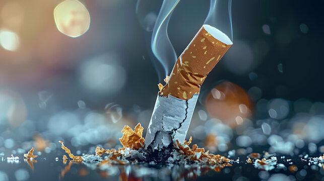 primer plano colilla de cigarrillo tabaco humeante