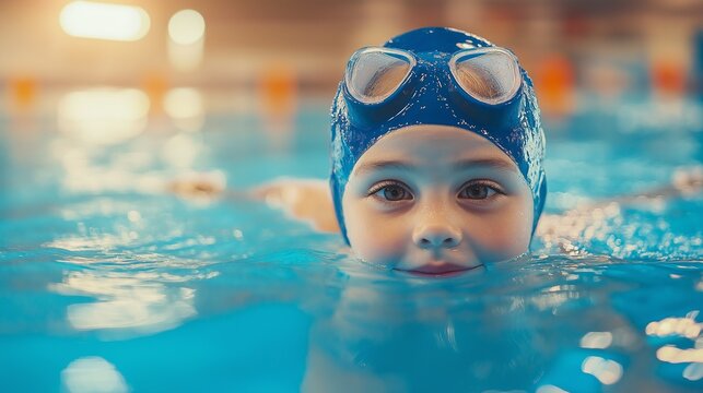 child swimmer in the pool l. Healthy lifestyle