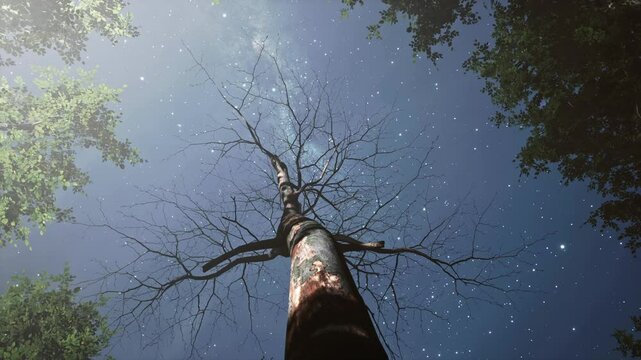Dark Mystical Tree in Forest Surreal 3d Scene Background Ethereal Mysterious Trees Illuminated By The Moon Cgi