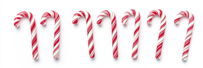 A row of candy canes with red and white stripes