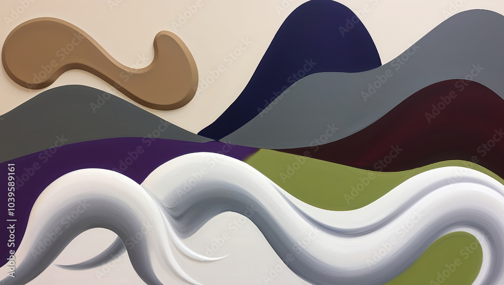 Poster Abstract Landscape with Wavy Forms