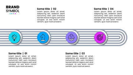 Fototapeta premium Infographic template. Abstract horizontal line with 4 steps