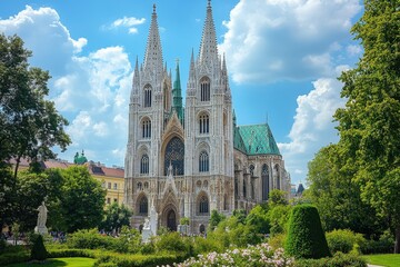 Obraz premium Ancient Building. Three-Dimensional Gothic Architecture Castle. Beautiful simple AI generated image