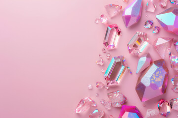 Fototapeta premium Pink background with a bunch of pink gems on it