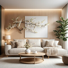 Modern White Couch with Decorative Pillows and Plant Accents for a Cozy Living Room Look