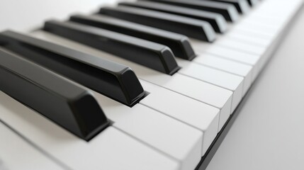 Electric keyboard with sleek black and white keys, isolated on white background