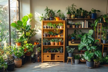 Cozy indoor plant arrangement in a well lit room showcasing home gardening trends green living and eco friendly interior decor for urban dwellers