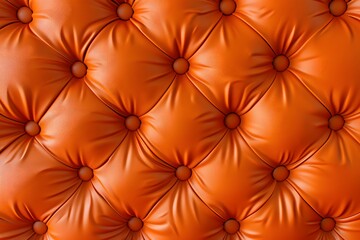 Fototapeta premium A close-up of an orange tufted leather surface showcasing texture and design.