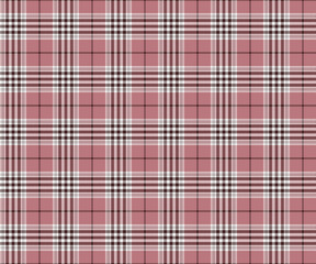 Plaid fabric pattern, pink, brown, white, seamless for textile and design clothes skirt pants apron tablecloth blanket or decoration. Vector illustration.