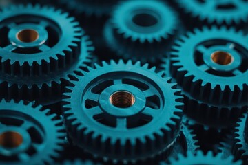 Interlocking sharp gear teeth symbolizing mechanical efficiency and power in engineering design.