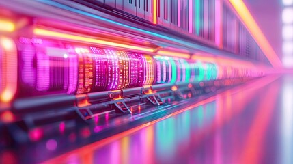 Futuristic neon lights illuminating a modern digital interface.