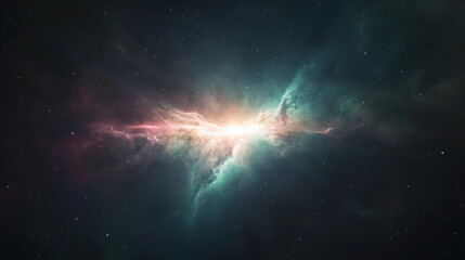 Fototapeta premium Bright Nebula with Expanding Gas Clouds and Stars in Outer Space