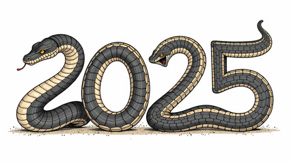 Fototapeta premium Illustration of a snake in the form of numbers 2025