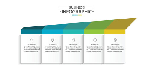 Business infographic template. 5 Step timeline journey. vector illustration