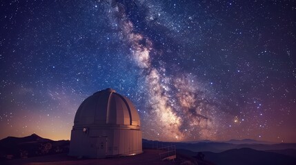 Obraz premium Observatory Dome Under Night Sky with Stars
