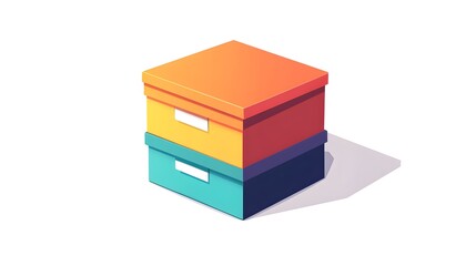 Colorful Stacked Boxes with Shadow