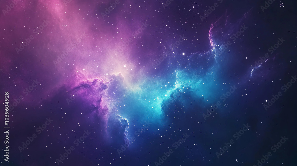 Wall mural colorful nebula in outer space with glowing cosmic clouds and stars