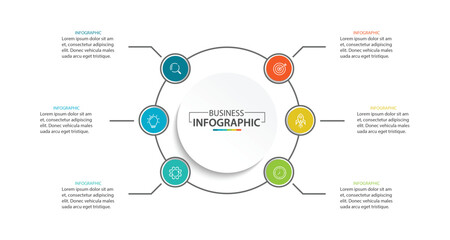 Business infographic template. 6 Step timeline journey. vector illustration