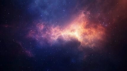 Glowing Nebula with Bright Clouds and Stars in Deep Space