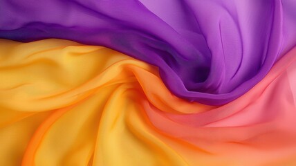 Obraz premium Vibrant chiffon fabric flows gracefully in the breeze, showcasing stunning gradient transitions of color.