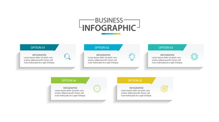 Timeline infographic template. 5 Step timeline journey, vector illustration