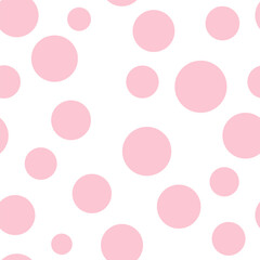 Pink polka dot vector seamless pattern on a white background. © Roi_and_Roi