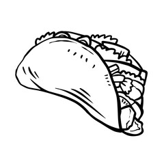 Sketch fast food isolated vector icons taco, kebab, noodles, pizza,burger, donut, french fries, soda, hot dog, sandwich, ice cream, fried chicken, junk meals, street fast food vector drawing engraved