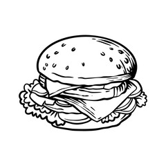 Sketch fast food isolated vector icons taco, kebab, noodles, pizza,burger, donut, french fries, soda, hot dog, sandwich, ice cream, fried chicken, junk meals, street fast food vector drawing engraved