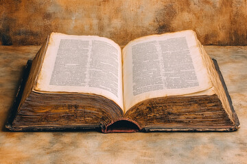 Obraz premium Vintage Open Book on Textured Background – Antique Literature Concept