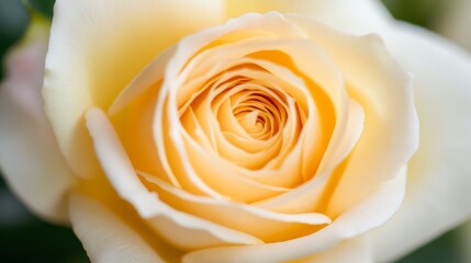 Fototapeta premium A tight shot of a yellow rose with a green stem in front, and a white rose blurred in the background