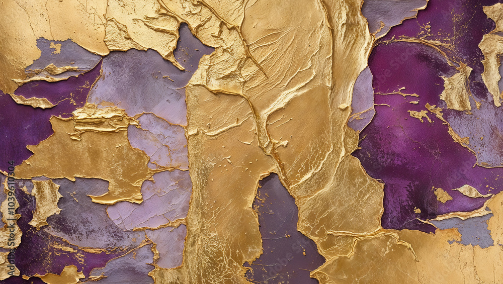 Poster Abstract Gold and Purple Textured Wall Art