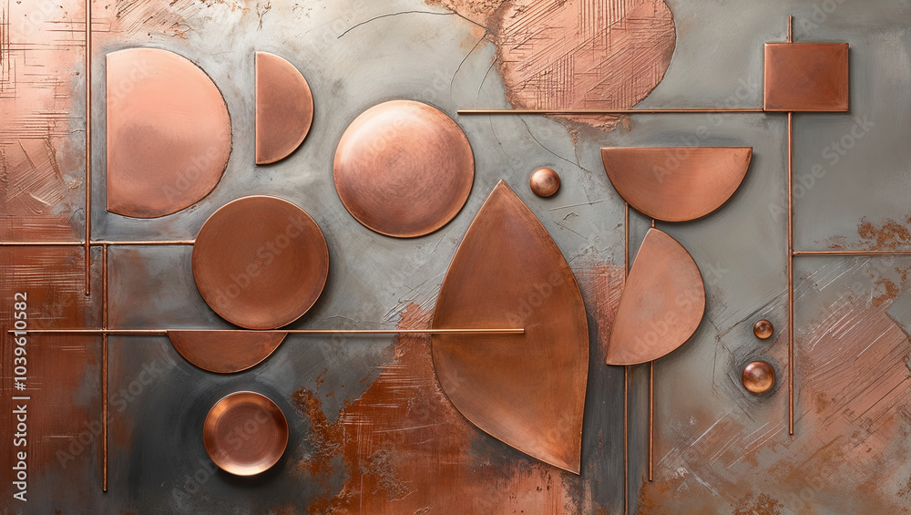 Canvas Prints Copper Geometric Wall Art