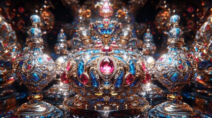 Fototapeta premium Golden Pudding in Crystal Goblet