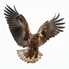 Fototapeta premium powerful, majestic eagle with wings fully spread white background