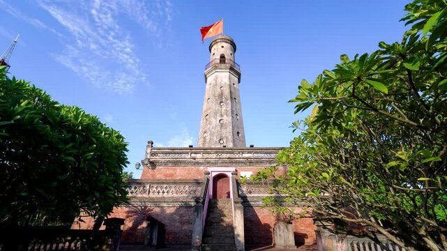 view of flag tower in Nam Dinh city. A flag tower of Nam Dinh is one of the four flag towers erected in the early 19th century in vietnam.