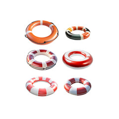 Lifebuoy ring, life preserver, water rescue equipment isolated on white background.